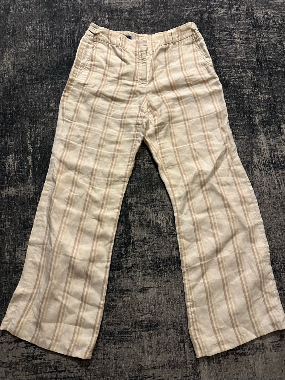 Faconnable Cream Plaid Linen-Blend Men's Chinos
